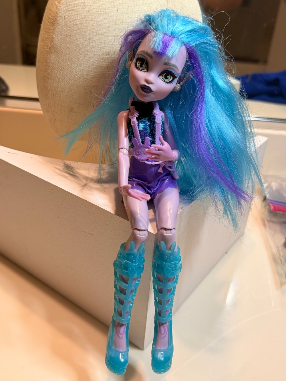 Mattel Blue & Purple Fashion Doll with Bright Turquoise Boots